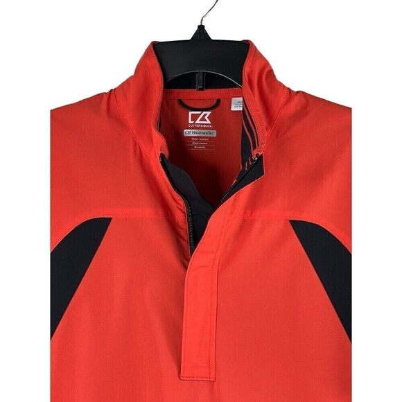 CB Weather Tec Pullover Shirt Cutter and Buck Orange Black 1/4 Zip Mens Golf S - Picture 2 of 12